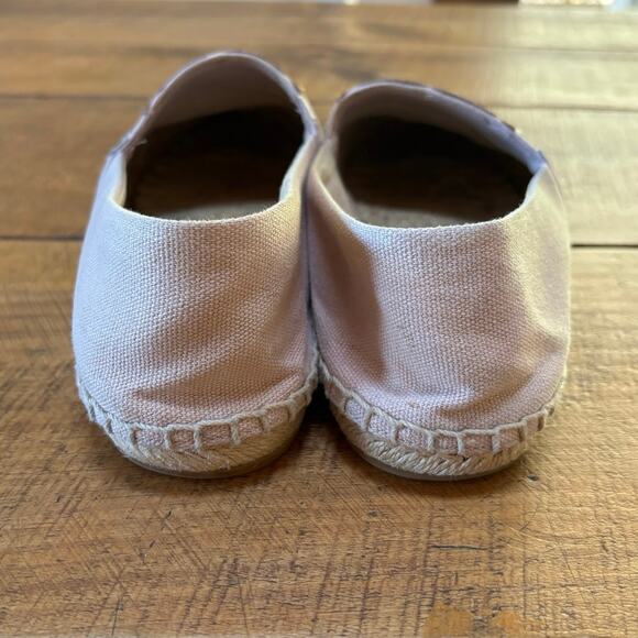 Tory Burch Poppy Espadrille Canvas Leather Tan Logo Womens Flat Shoes Size 8 - Picture 5 of 11
